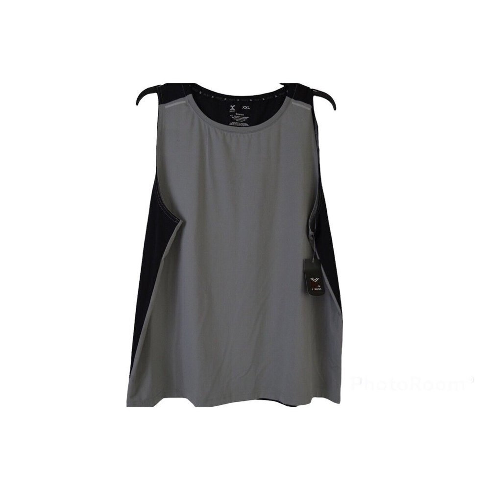 Xersion Mens Quick-Dri Athletic Top Shirt Black/Gray Lightweight Sleeveless 2XL